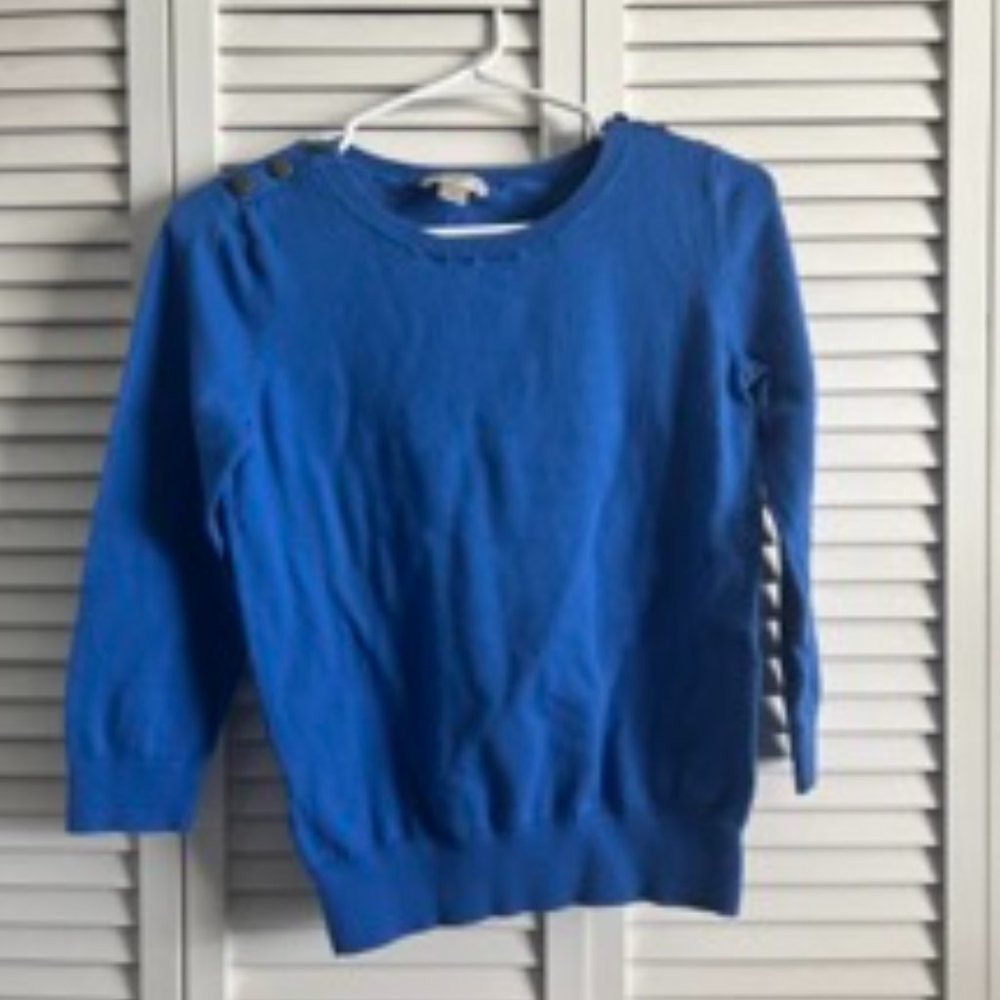 Loft Blue Sweater Quarter Sleeves Size S